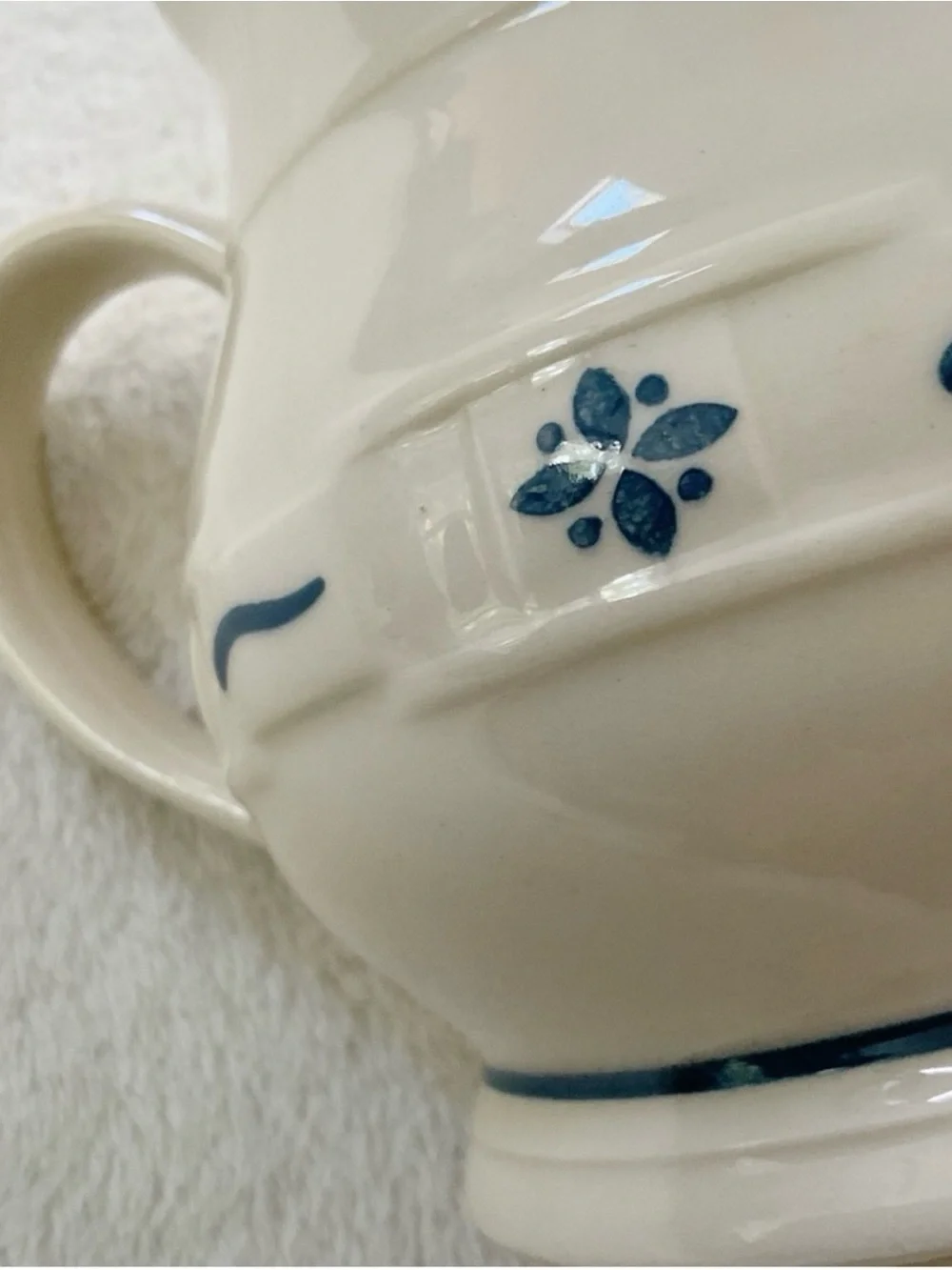 Longaberger Woven Traditions Blue Stoneware Pitcher 32 Oz 1990